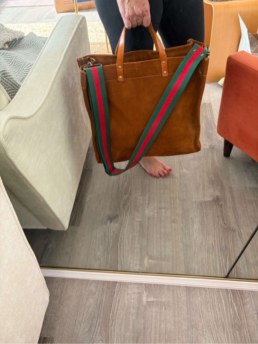 Parker Thatch Medium Suede Tote in Chestnut - Picture 7 of 7